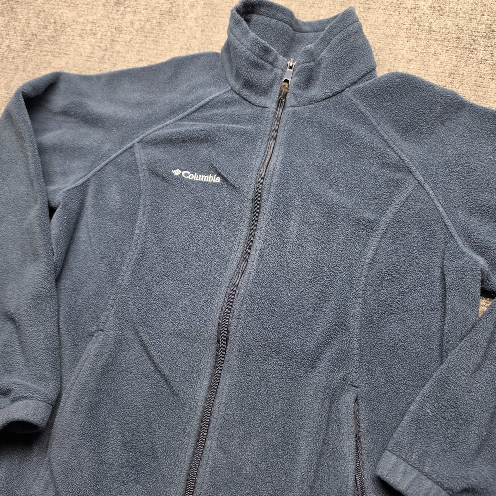 Columbia Womens L Fleece Jacket Full Zip Blue Benton Springs Soft Pocket Outdoor